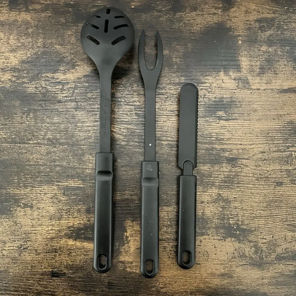 Calphalon 3-Piece Nylon Kitchen Utensil Set Slotted Spoon, Fork, & Knife